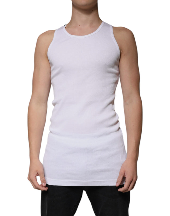 Dolce &amp; Gabbana White Cotton Sleeveless Round Neck Tank T-shirt by Dolce &amp; Gabbana outlet now on sale
