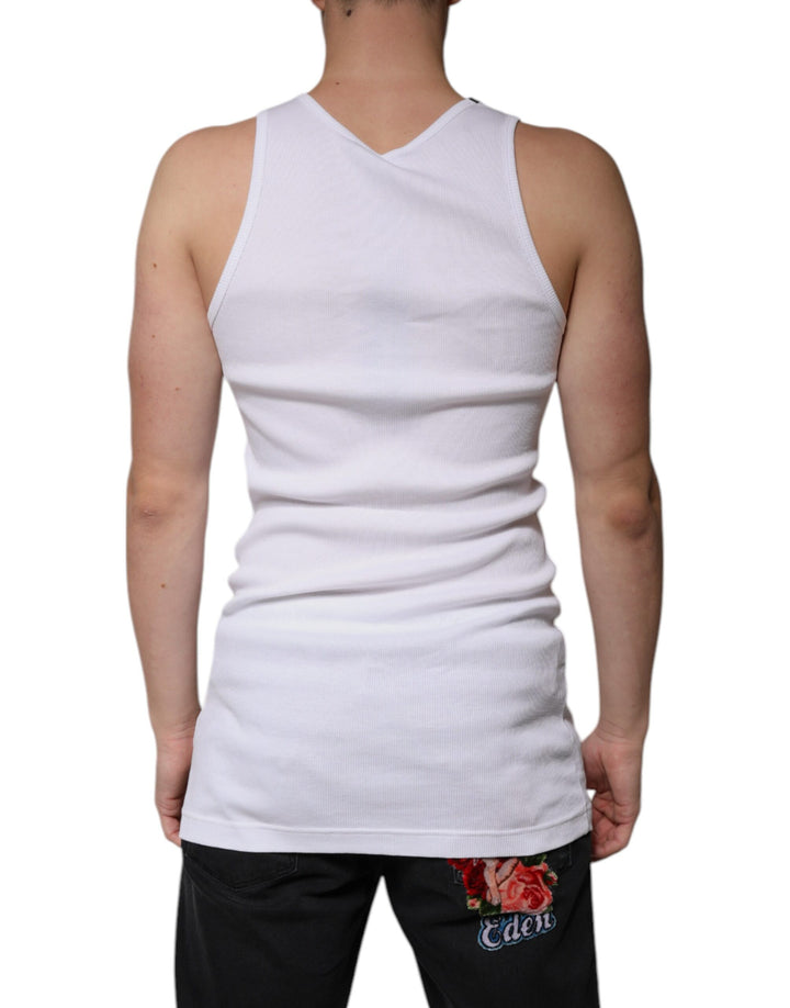 Dolce &amp; Gabbana White Cotton Sleeveless Round Neck Tank T-shirt by Dolce &amp; Gabbana outlet now on sale