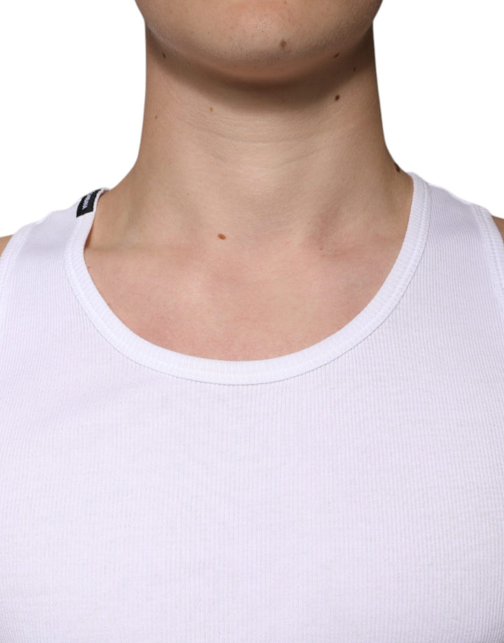 Dolce &amp; Gabbana White Cotton Sleeveless Round Neck Tank T-shirt by Dolce &amp; Gabbana outlet now on sale