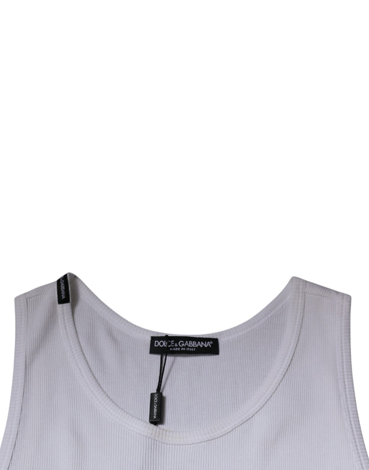 Dolce &amp; Gabbana White Cotton Sleeveless Round Neck Tank T-shirt by Dolce &amp; Gabbana outlet now on sale