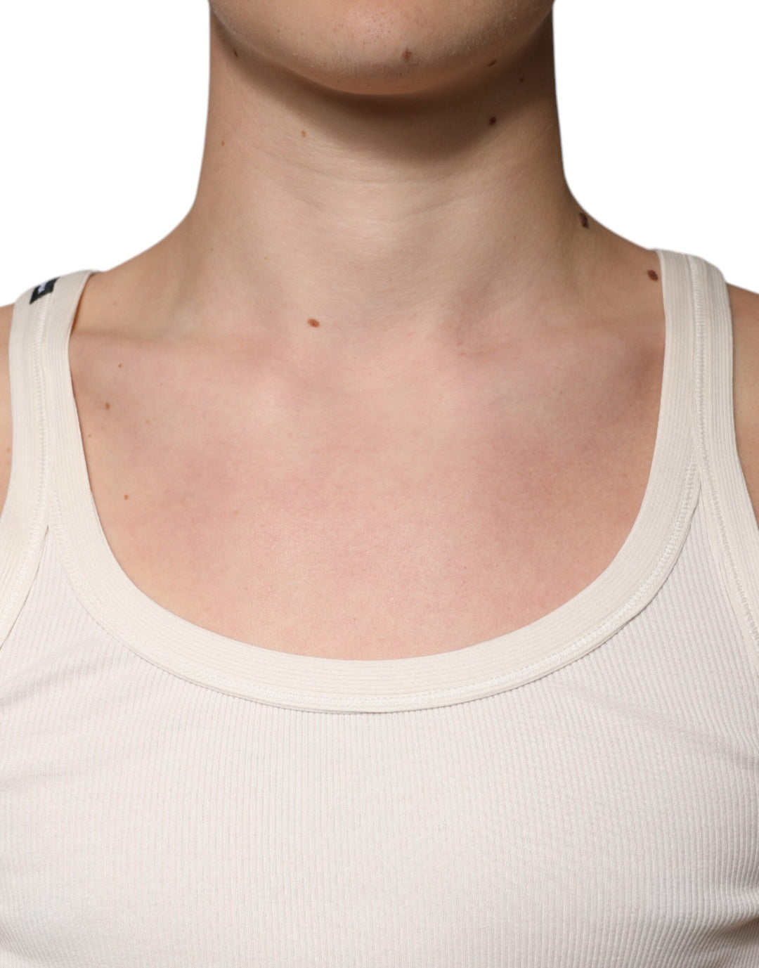 Dolce &amp; Gabbana Off White Cotton Sleeveless Round Neck Tank T-shirt by Dolce &amp; Gabbana outlet now on sale