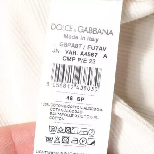 Dolce &amp; Gabbana Off White Cotton Sleeveless Round Neck Tank T-shirt by Dolce &amp; Gabbana outlet now on sale