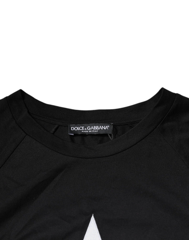 Dolce &amp; Gabbana Sample Sale Dolce &amp; Gabbana Black Logo Print Cotton Crew Neck T-shirt - | Designer outlet
