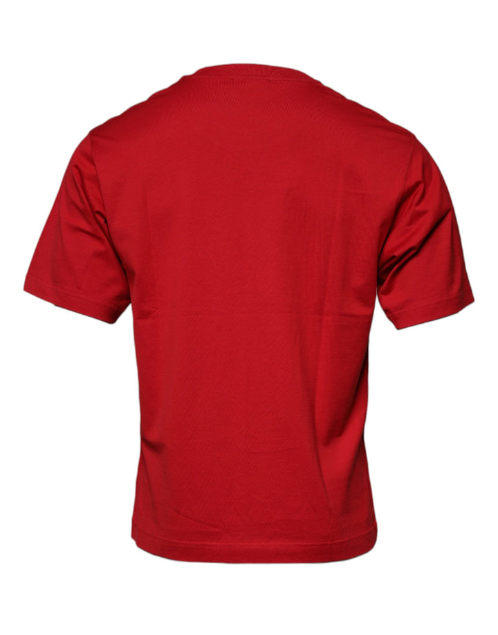 Dolce &amp; Gabbana Sample Sale Dolce &amp; Gabbana Red Logo Print Cotton Crew Neck T-shirt - | Designer outlet