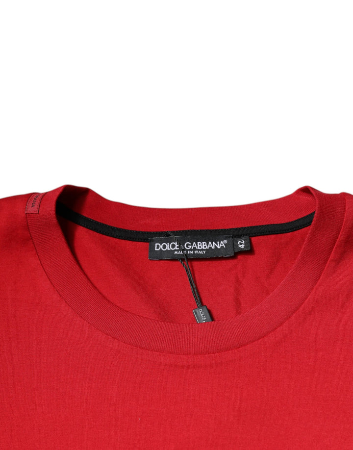 Dolce &amp; Gabbana Sample Sale Dolce &amp; Gabbana Red Logo Print Cotton Crew Neck T-shirt - | Designer outlet
