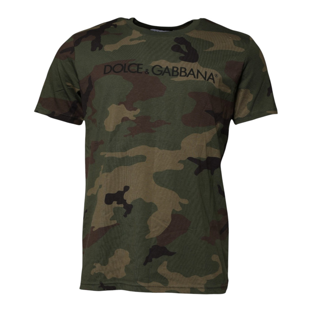 Dolce &amp; Gabbana Sample Sale Dolce &amp; Gabbana Multicolor Camouflage Cotton Crew Neck T-shirt - | Designer outlet