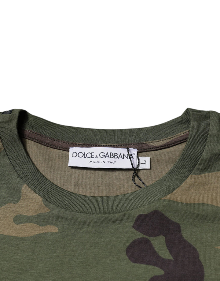 Dolce &amp; Gabbana Sample Sale Dolce &amp; Gabbana Multicolor Camouflage Cotton Crew Neck T-shirt - | Designer outlet