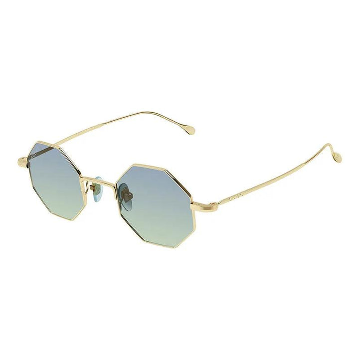 Gucci Sunglasses Geometric Full Rim, Gold Frame and Light Blue Gradient Lens GG1814S004