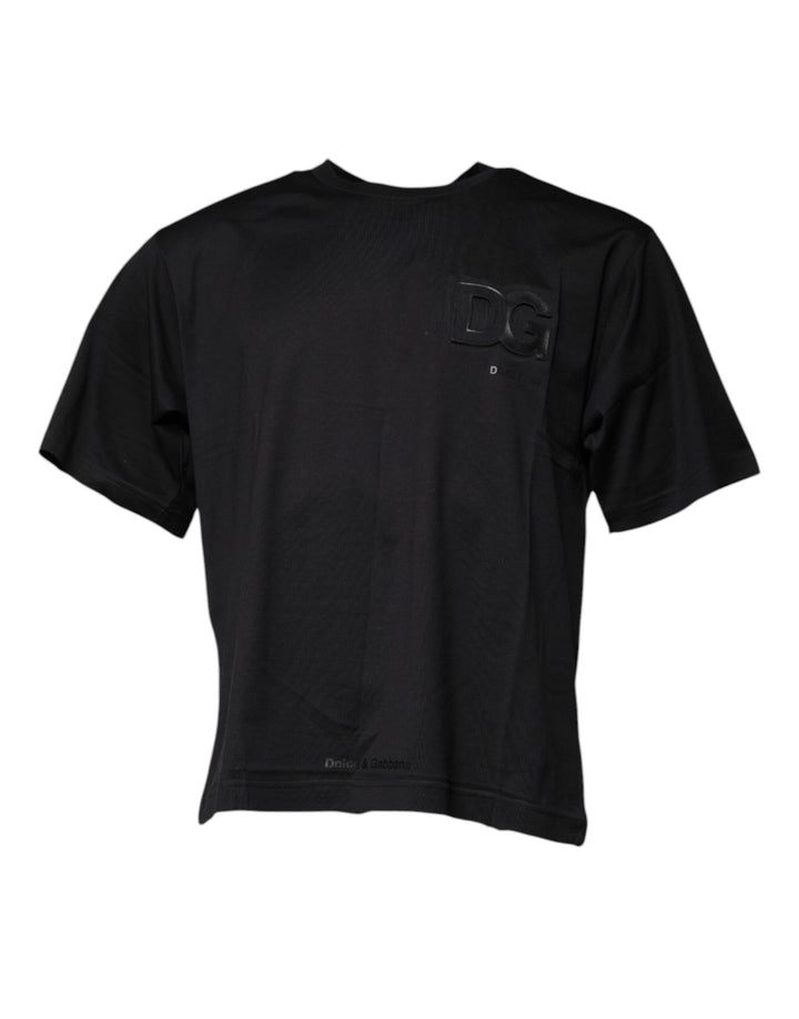 Dolce &amp; Gabbana Sample Sale Dolce &amp; Gabbana Black DG Logo Print Cotton Crew Neck T-shirt - | Designer outlet
