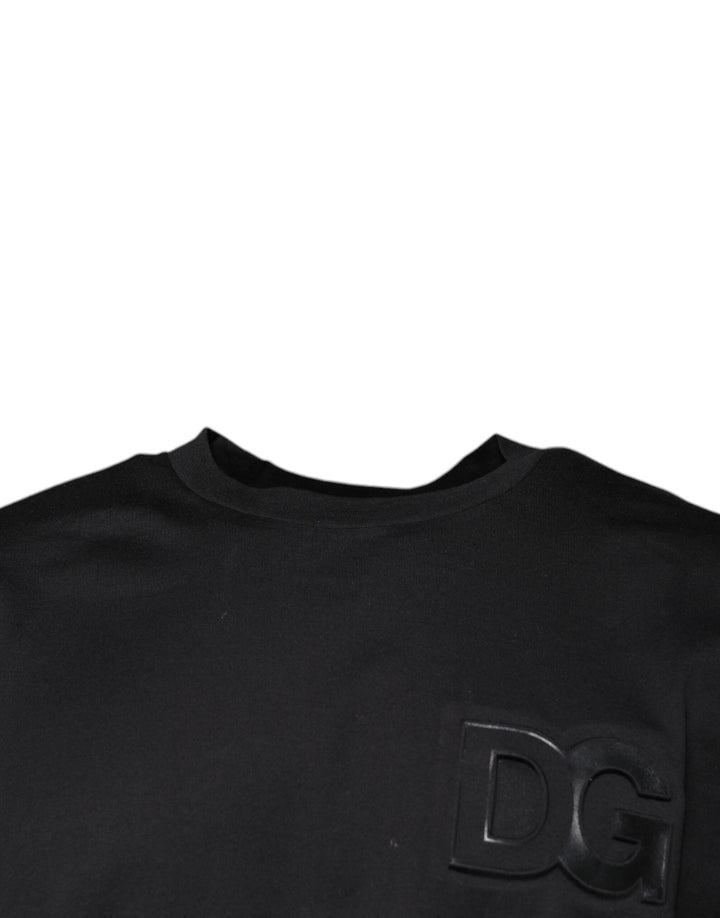 Dolce &amp; Gabbana Sample Sale Dolce &amp; Gabbana Black DG Logo Print Cotton Crew Neck T-shirt - | Designer outlet