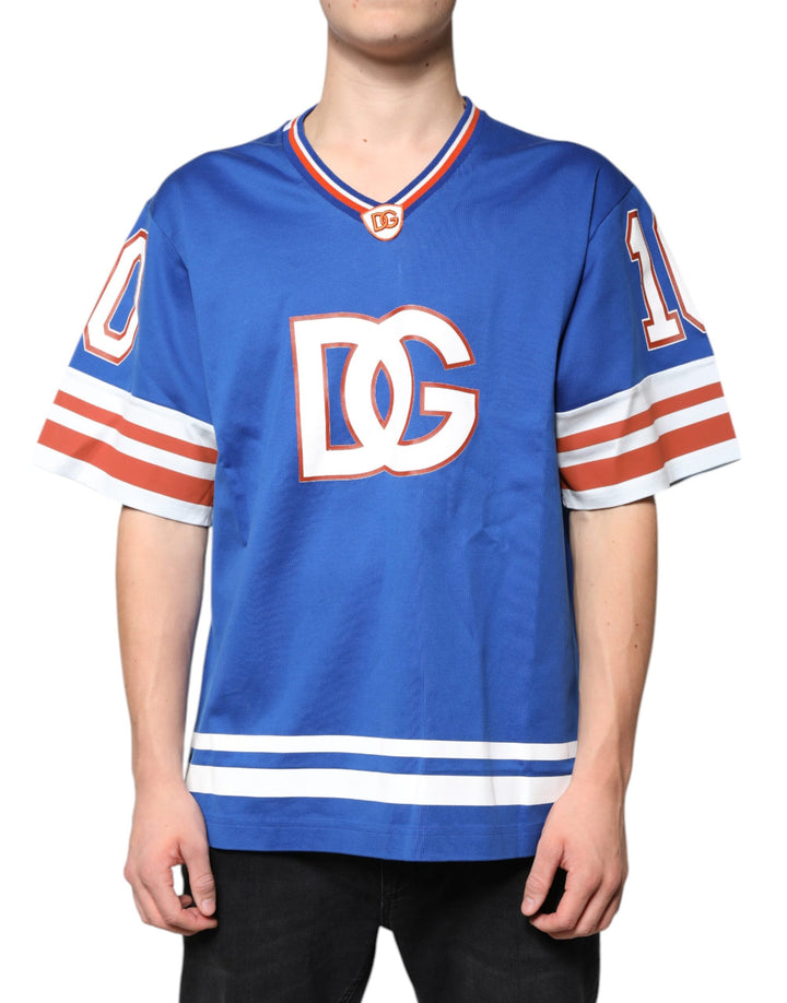 Dolce &amp; Gabbana Sample Sale Dolce &amp; Gabbana Blue Logo V-neck Short Sleeve T-shirt - | Designer outlet