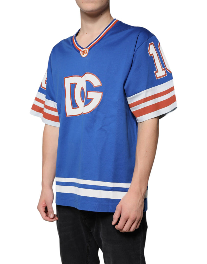 Dolce &amp; Gabbana Sample Sale Dolce &amp; Gabbana Blue Logo V-neck Short Sleeve T-shirt - | Designer outlet