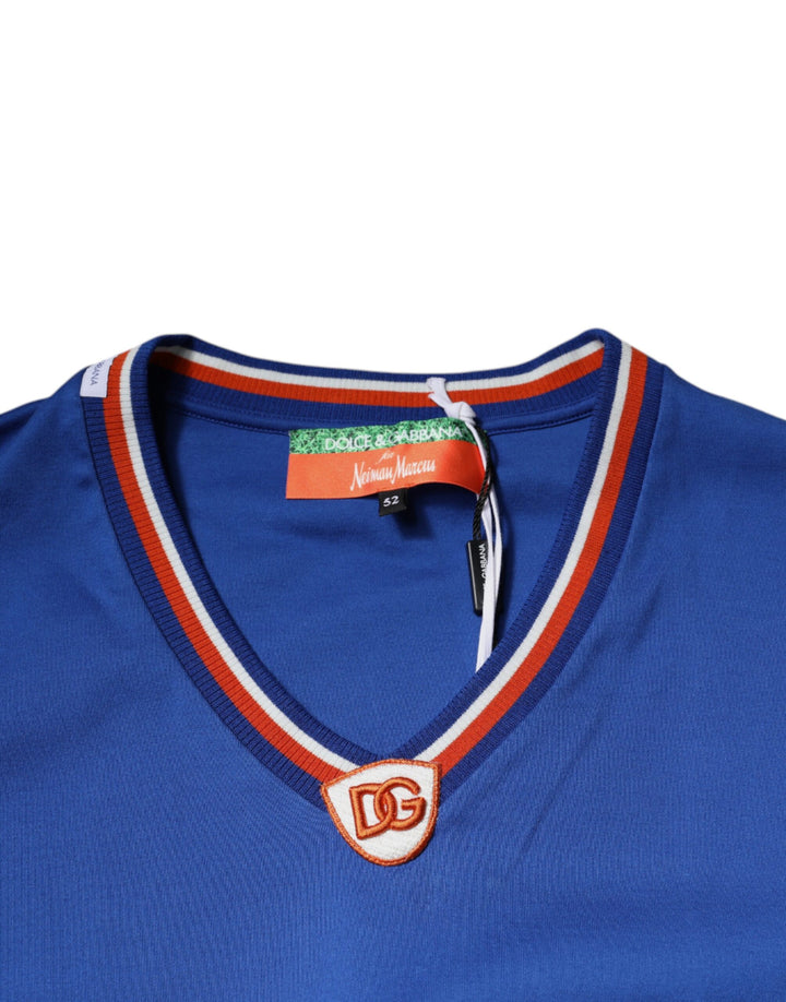 Dolce &amp; Gabbana Sample Sale Dolce &amp; Gabbana Blue Logo V-neck Short Sleeve T-shirt - | Designer outlet