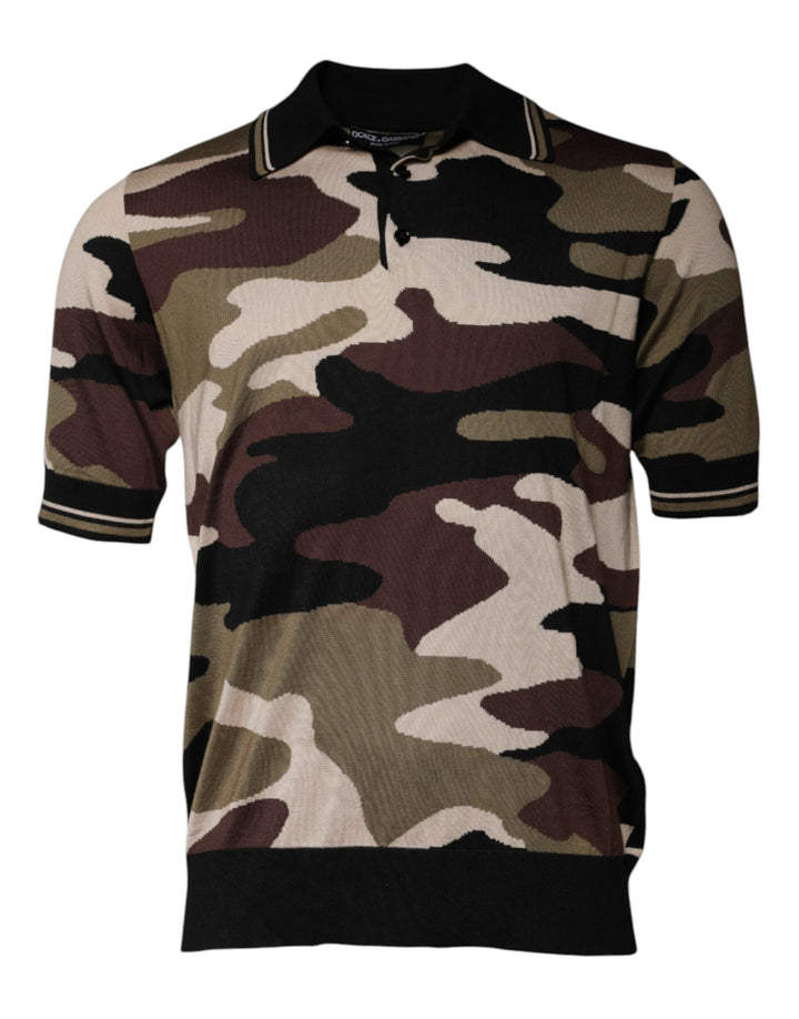 Dolce &amp; Gabbana Sample Sale Dolce &amp; Gabbana Multicolor Camouflage Collared Polo T-shirt - | Designer outlet