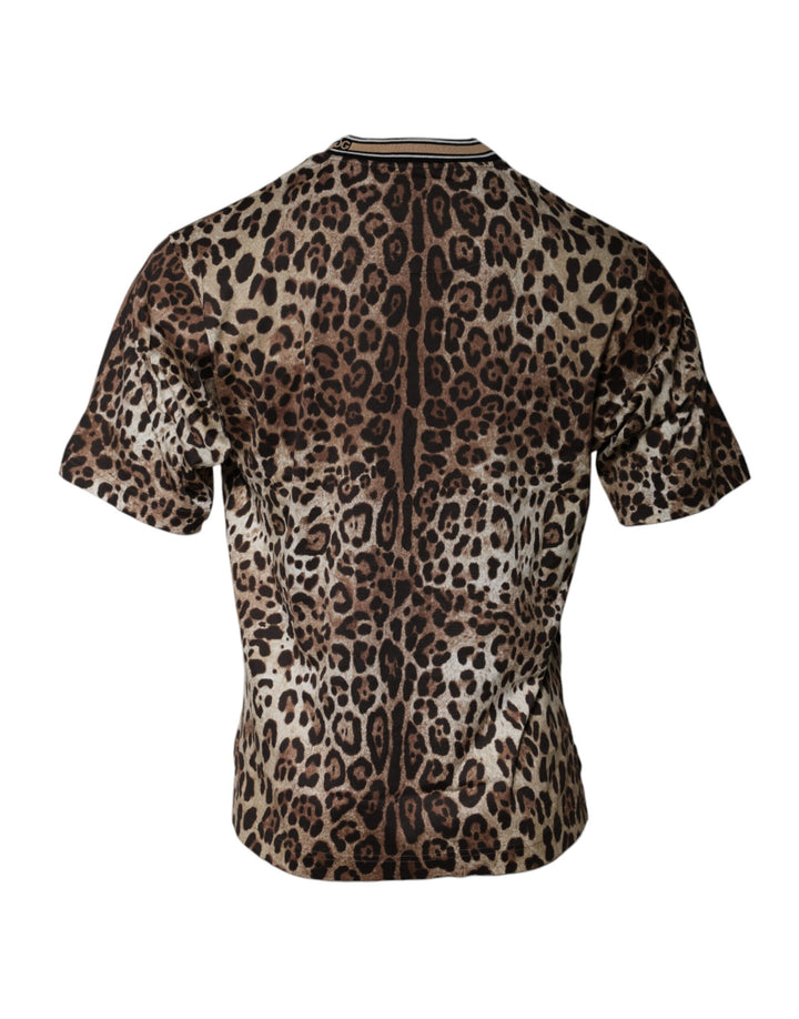 Dolce &amp; Gabbana Sample Sale Dolce &amp; Gabbana Brown Leopard Crew Neck Short Sleeve T-shirt - | Designer outlet