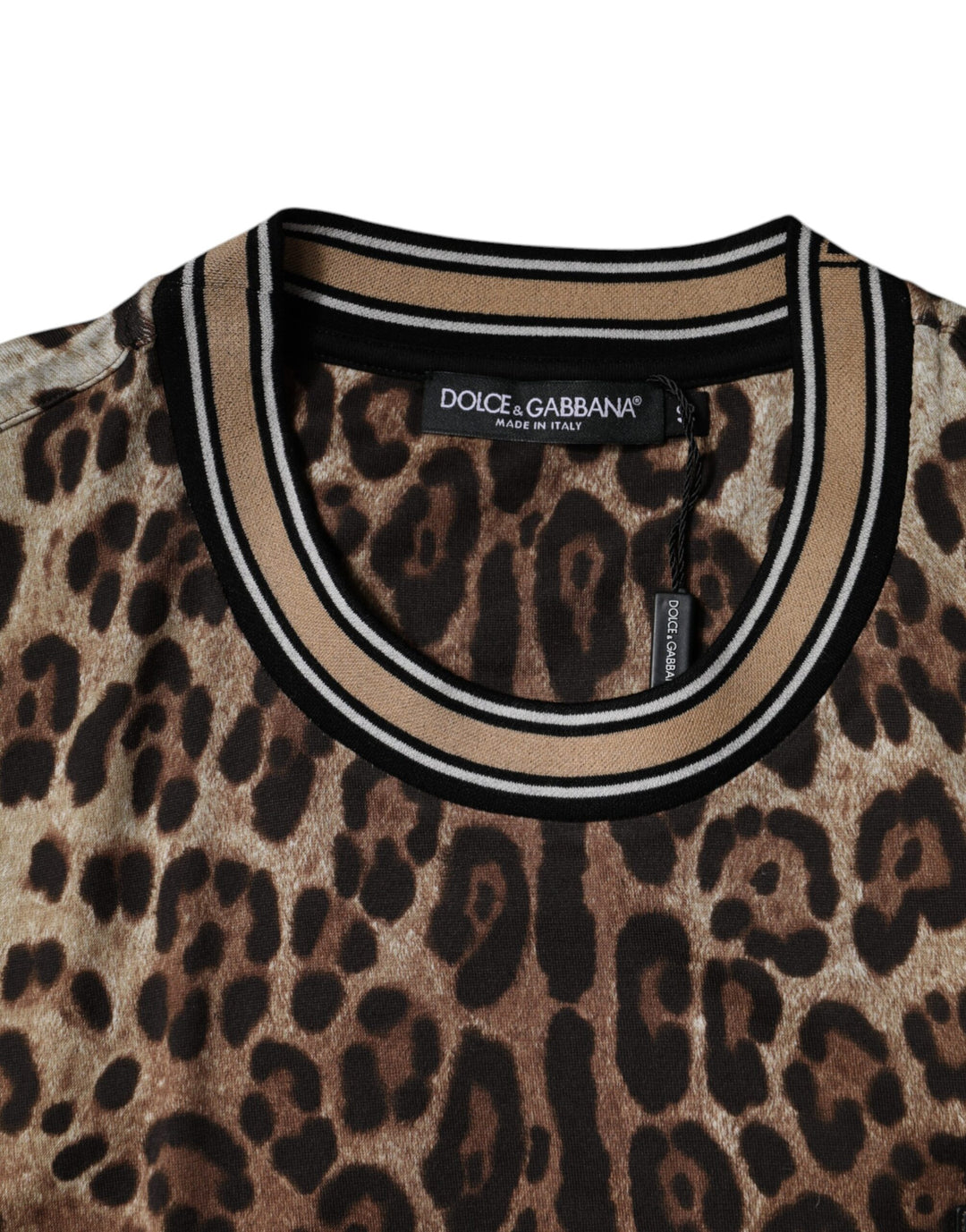 Dolce &amp; Gabbana Sample Sale Dolce &amp; Gabbana Brown Leopard Crew Neck Short Sleeve T-shirt - | Designer outlet