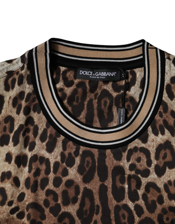 Dolce &amp; Gabbana Sample Sale Dolce &amp; Gabbana Brown Leopard Crew Neck Short Sleeve T-shirt - | Designer outlet