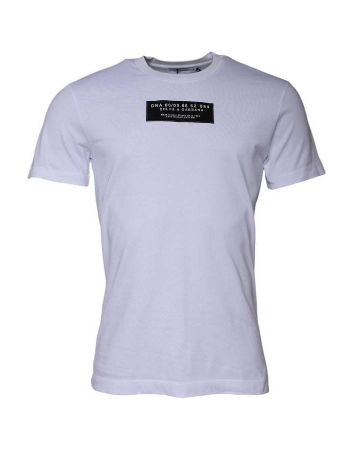 Dolce &amp; Gabbana Sample Sale Dolce &amp; Gabbana White Logo Print Cotton Crew Neck T-shirt - | Designer outlet