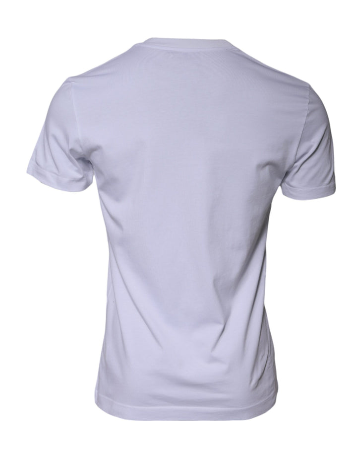 Dolce &amp; Gabbana Sample Sale Dolce &amp; Gabbana White Logo Print Cotton Crew Neck T-shirt - | Designer outlet