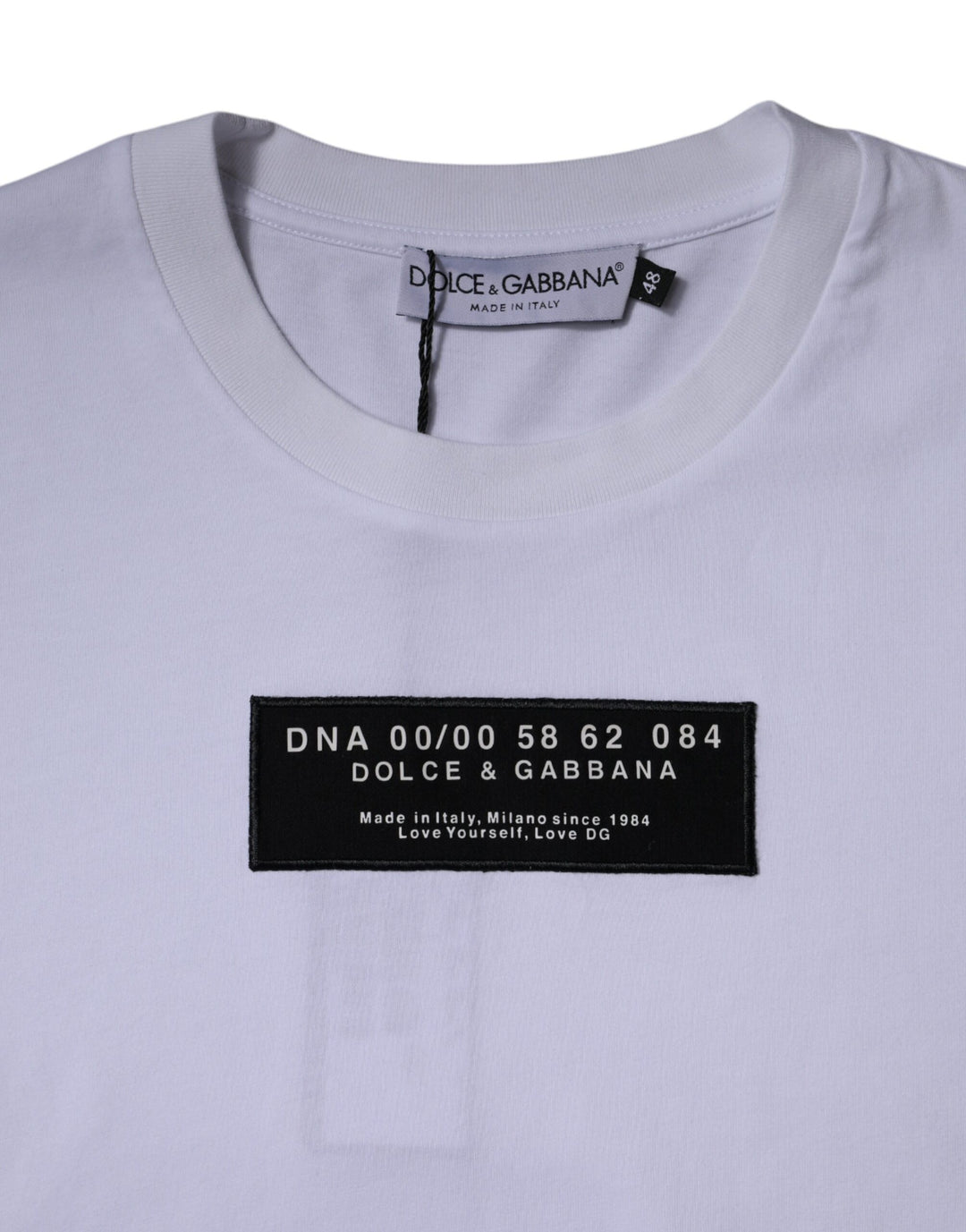 Dolce &amp; Gabbana Sample Sale Dolce &amp; Gabbana White Logo Print Cotton Crew Neck T-shirt - | Designer outlet