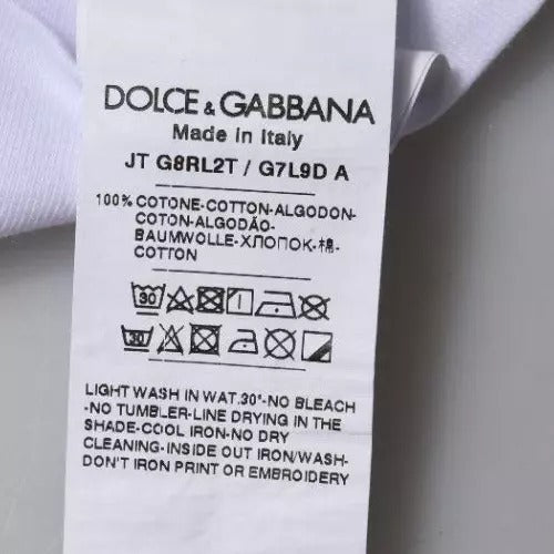 Dolce &amp; Gabbana Sample Sale Dolce &amp; Gabbana White Logo Print Cotton Crew Neck T-shirt - | Designer outlet