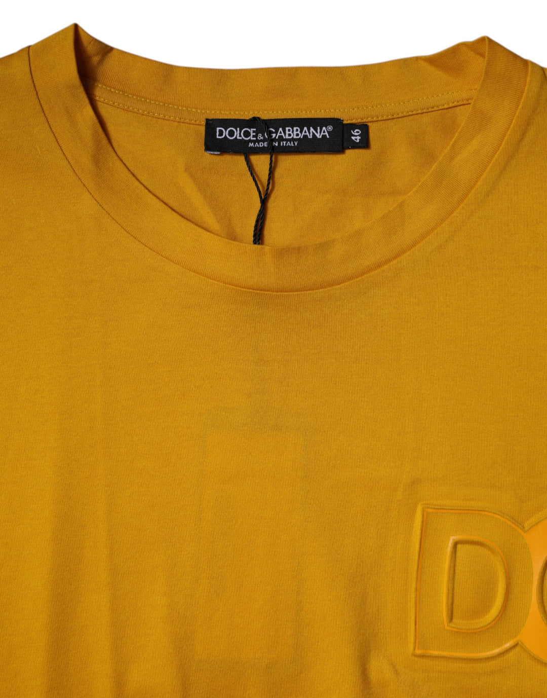 Dolce &amp; Gabbana Dark Yellow Logo Crew Neck Short Sleeves T-shirt by Dolce &amp; Gabbana outlet now on sale