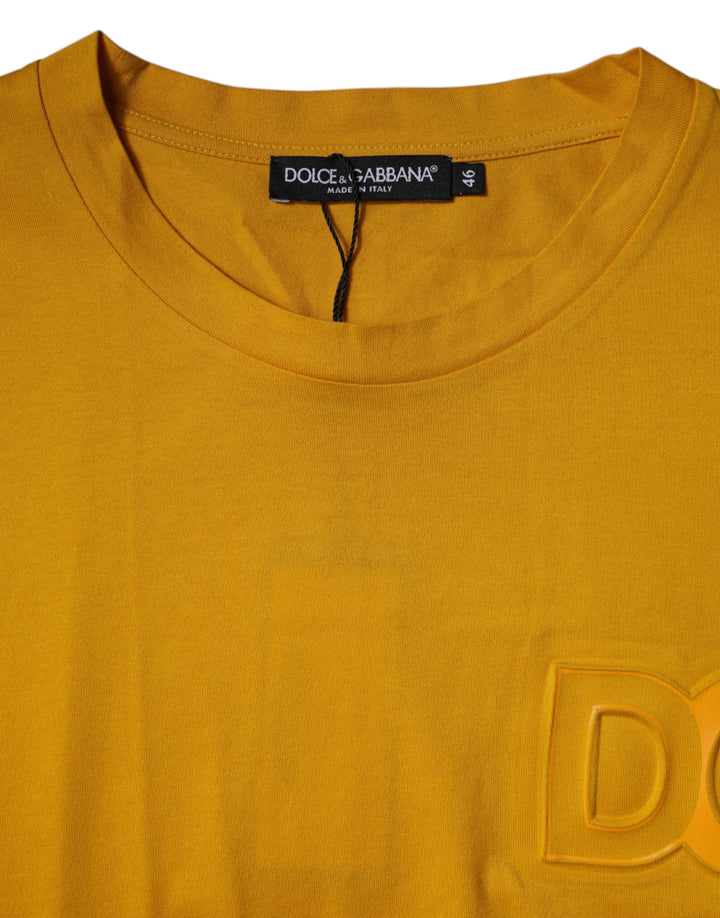 Dolce &amp; Gabbana Dark Yellow Logo Crew Neck Short Sleeves T-shirt by Dolce &amp; Gabbana outlet now on sale