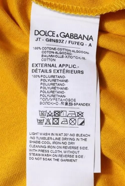 Dolce &amp; Gabbana Sample Sale Dolce &amp; Gabbana Dark Yellow Logo Crew Neck Short Sleeves T-shirt - | Designer outlet
