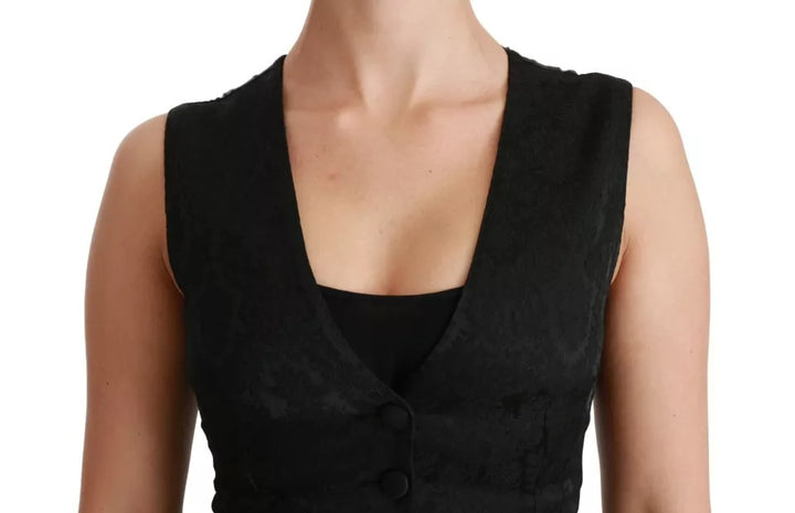 Dolce &amp; Gabbana Sample Sale Dolce &amp; Gabbana Black Lace Waistcoat Slim Vest Silk Top - | Designer outlet