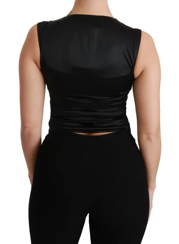 Dolce &amp; Gabbana Sample Sale Dolce &amp; Gabbana Black Lace Waistcoat Slim Vest Silk Top - | Designer outlet