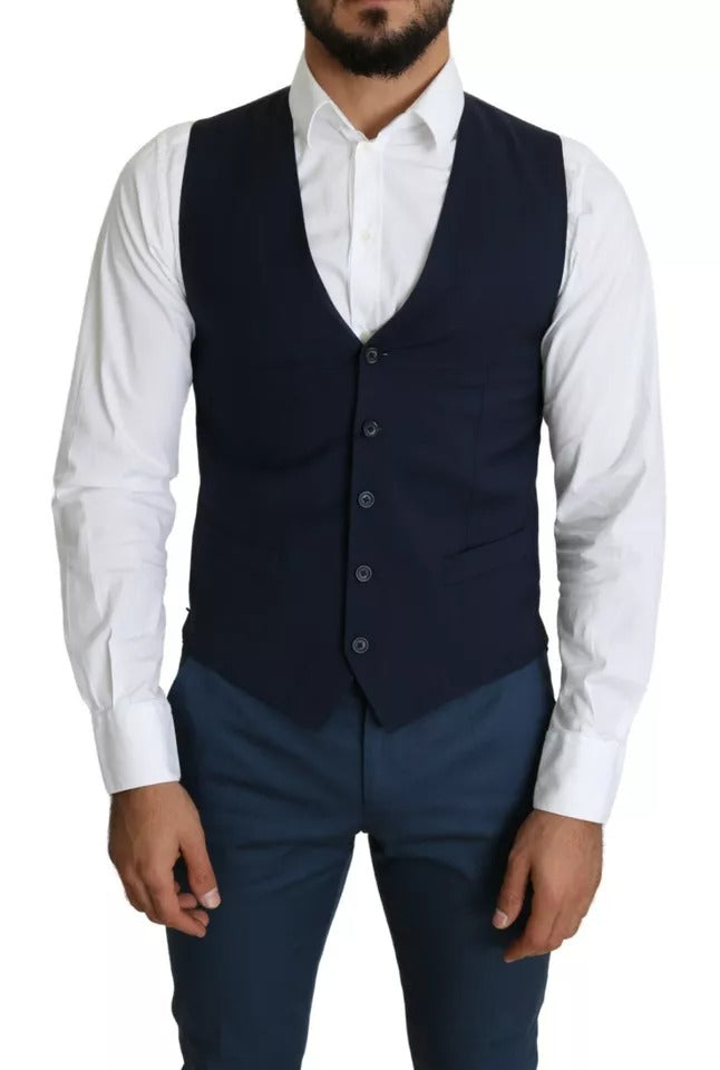 Dolce &amp; Gabbana Sample Sale Dolce &amp; Gabbana Navy Blue Men Formal Dress Waistcoat Vest - | Designer outlet