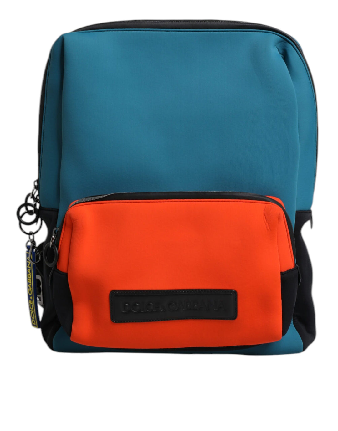 Dolce & Gabbana Blue Orange Nylon Logo Travel School Backpack Bag