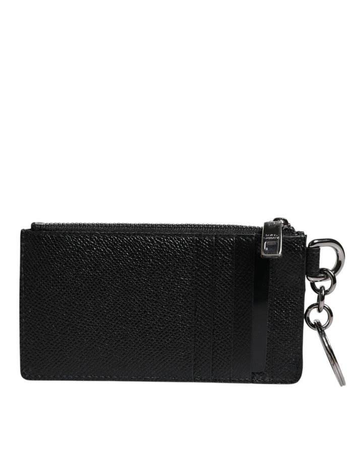 Dolce & Gabbana Black Calfskin Leather DG Logo Card Holder Wallet