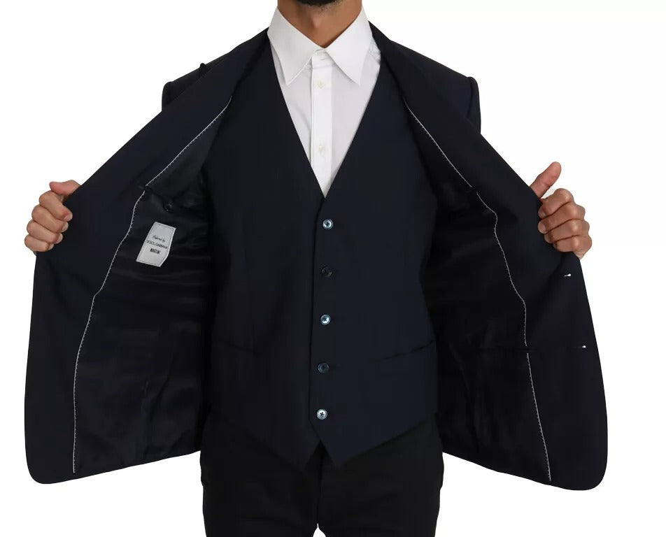 Dolce & Gabbana Blue Wool MARTINI Blazer Vest 2 Piece