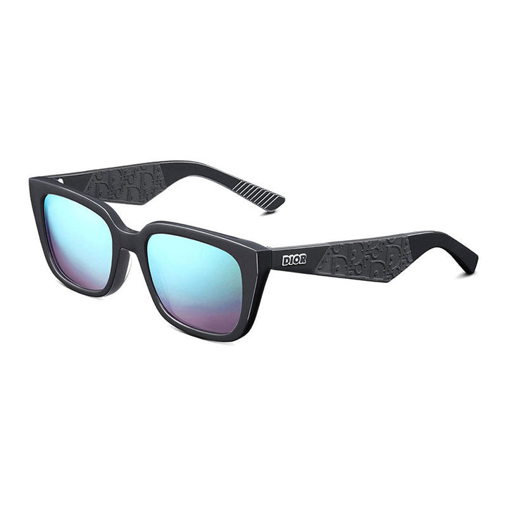 Dior Square Full Rim, with a Grey frame and Green Mirror lens.