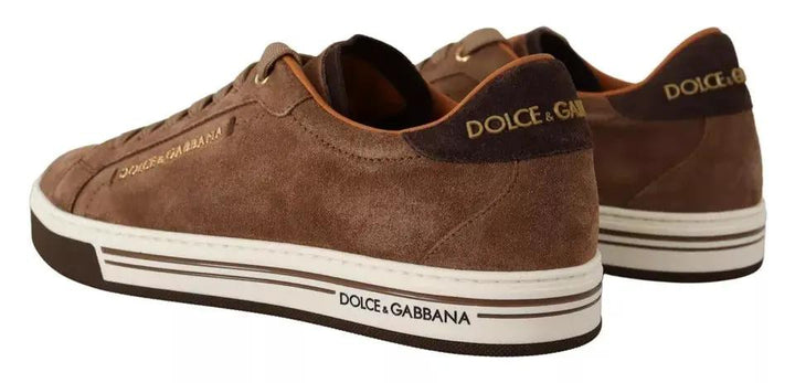 Dolce &amp; Gabbana Brown Suede Logo Low Top Sneakers Men Shoes