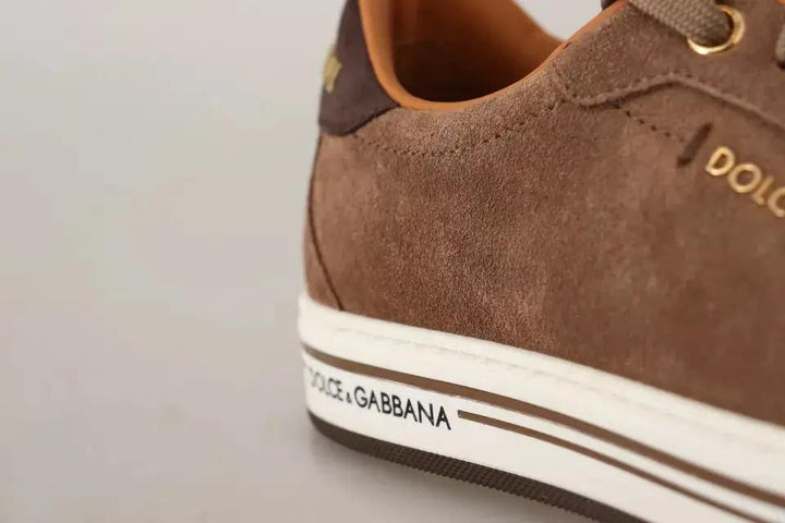 Dolce &amp; Gabbana Brown Suede Logo Low Top Sneakers Men Shoes