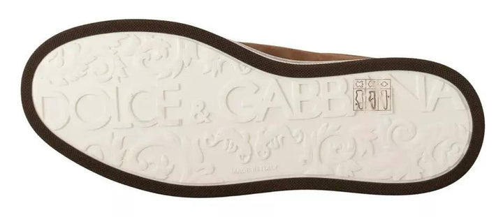 Dolce &amp; Gabbana Brown Suede Logo Low Top Sneakers Men Shoes