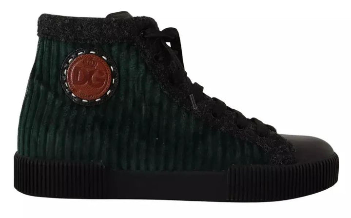 Dolce &amp; Gabbana Sample Sale | Dolce &amp; Gabbana Green Corduroy High Tops Sneakers Mens Casual Shoes - | Designer outlet