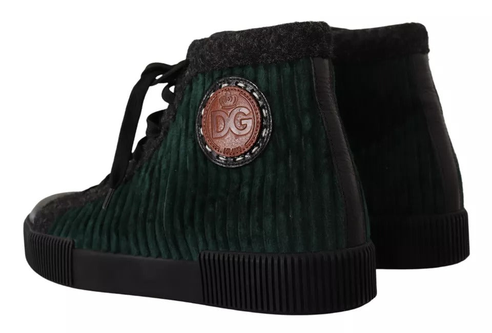 Dolce &amp; Gabbana Sample Sale Dolce &amp; Gabbana Green Corduroy High Tops Sneakers Mens Casual Shoes - | Designer outlet