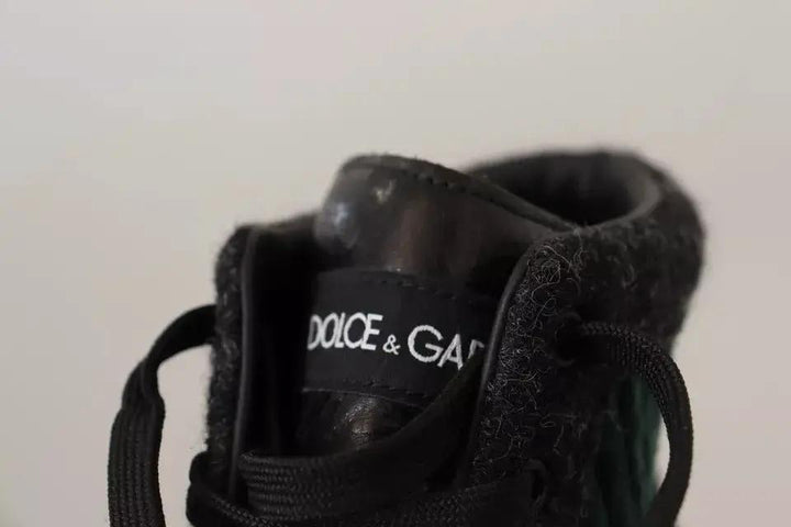 Dolce &amp; Gabbana Sample Sale | Dolce &amp; Gabbana Green Corduroy High Tops Sneakers Mens Casual Shoes - | Designer outlet