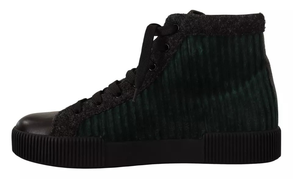 Dolce &amp; Gabbana Sample Sale Dolce &amp; Gabbana Green Corduroy High Tops Sneakers Mens Casual Shoes - | Designer outlet