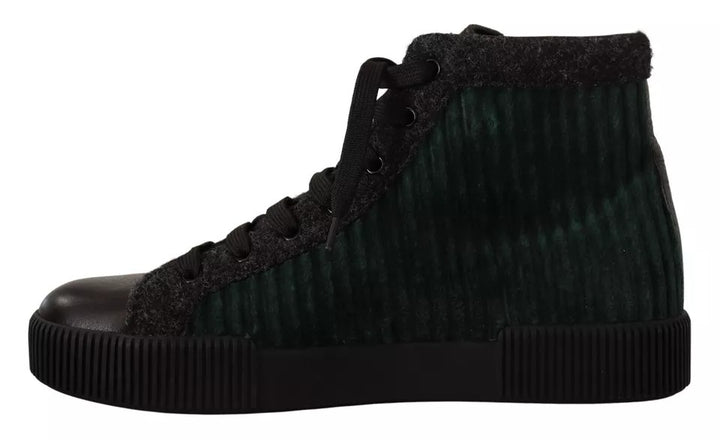 Dolce &amp; Gabbana Sample Sale Dolce &amp; Gabbana Green Corduroy High Tops Sneakers Mens Casual Shoes - | Designer outlet