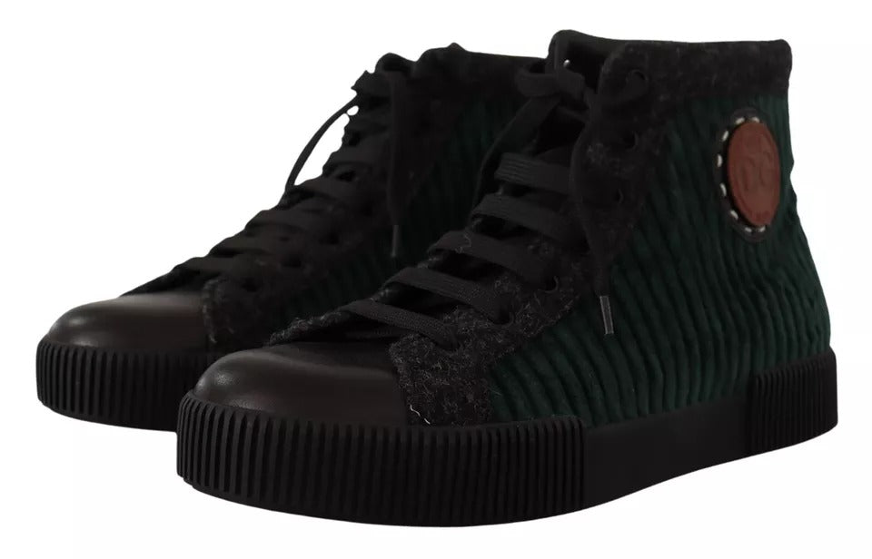 Dolce &amp; Gabbana Sample Sale Dolce &amp; Gabbana Green Corduroy High Tops Sneakers Mens Casual Shoes - | Designer outlet