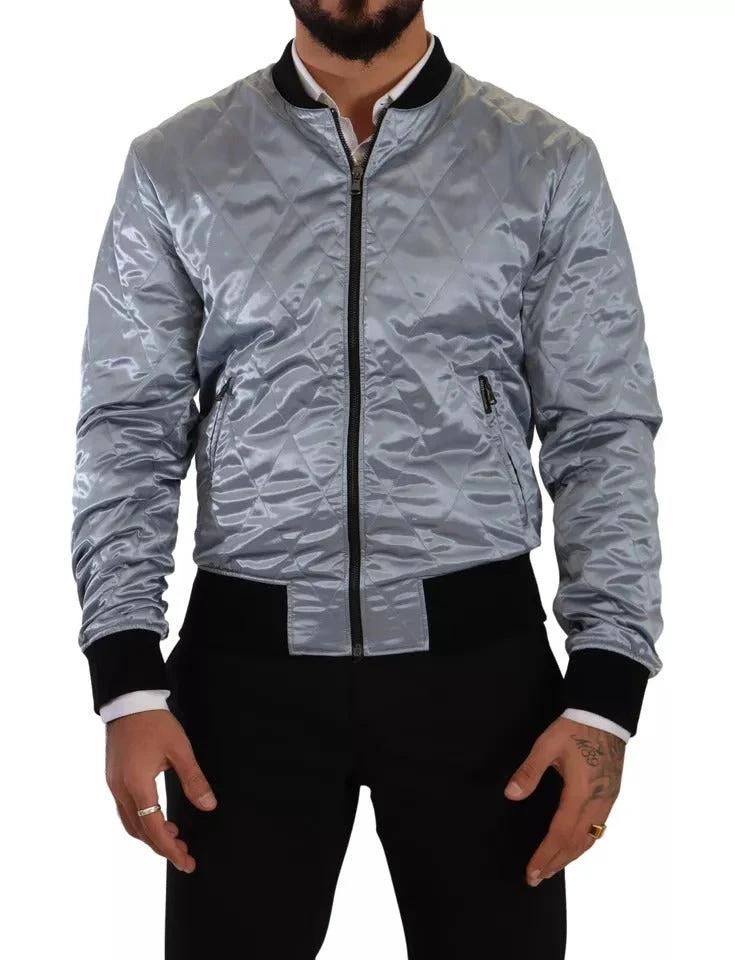 Dolce &amp; Gabbana Sample Sale Dolce &amp; Gabbana Light Blue Bomber Coat Men Jacket - | Designer outlet