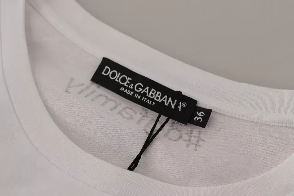 Dolce & Gabbana White #DGFamily Patch Top Cotton T-shirt