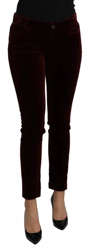 Dolce &amp; Gabbana Bordeaux Velvet Stretch Slim Fit Pants