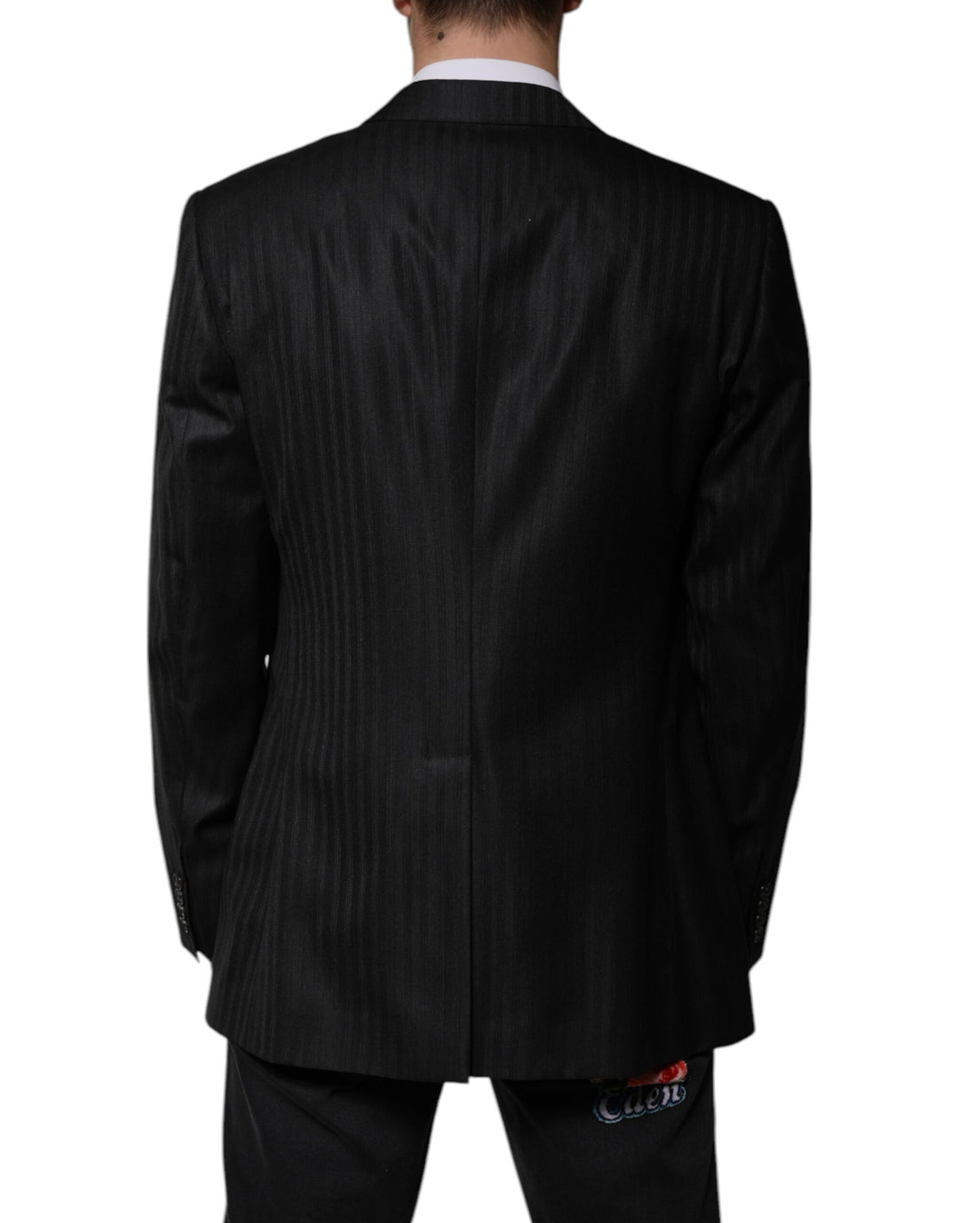 Dolce & Gabbana Black Stripe Wool Single Breasted Blazer