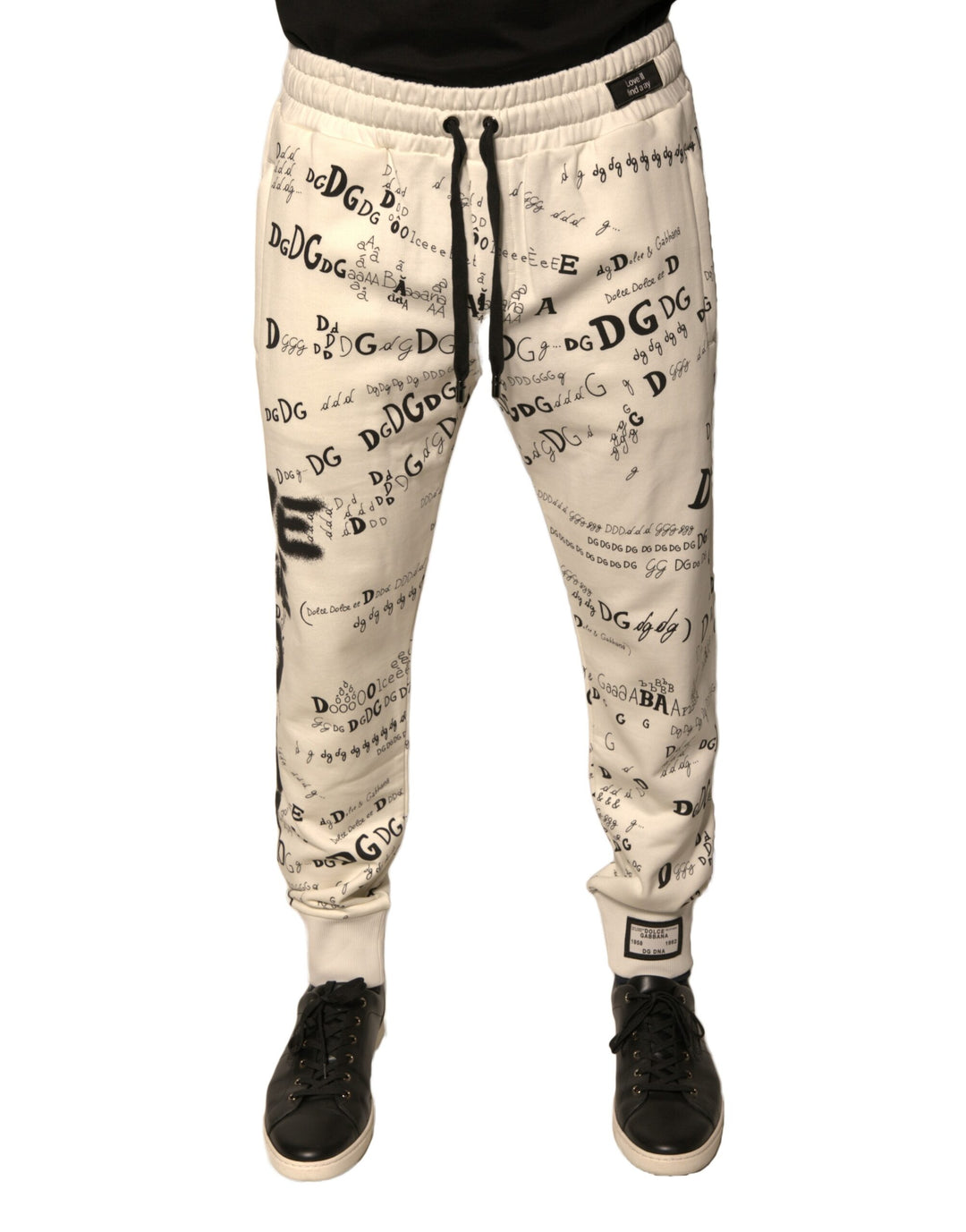 Dolce & Gabbana White Printed Cotton Jogger Sweatpants Pants by Dolce & Gabbana outlet now on sale