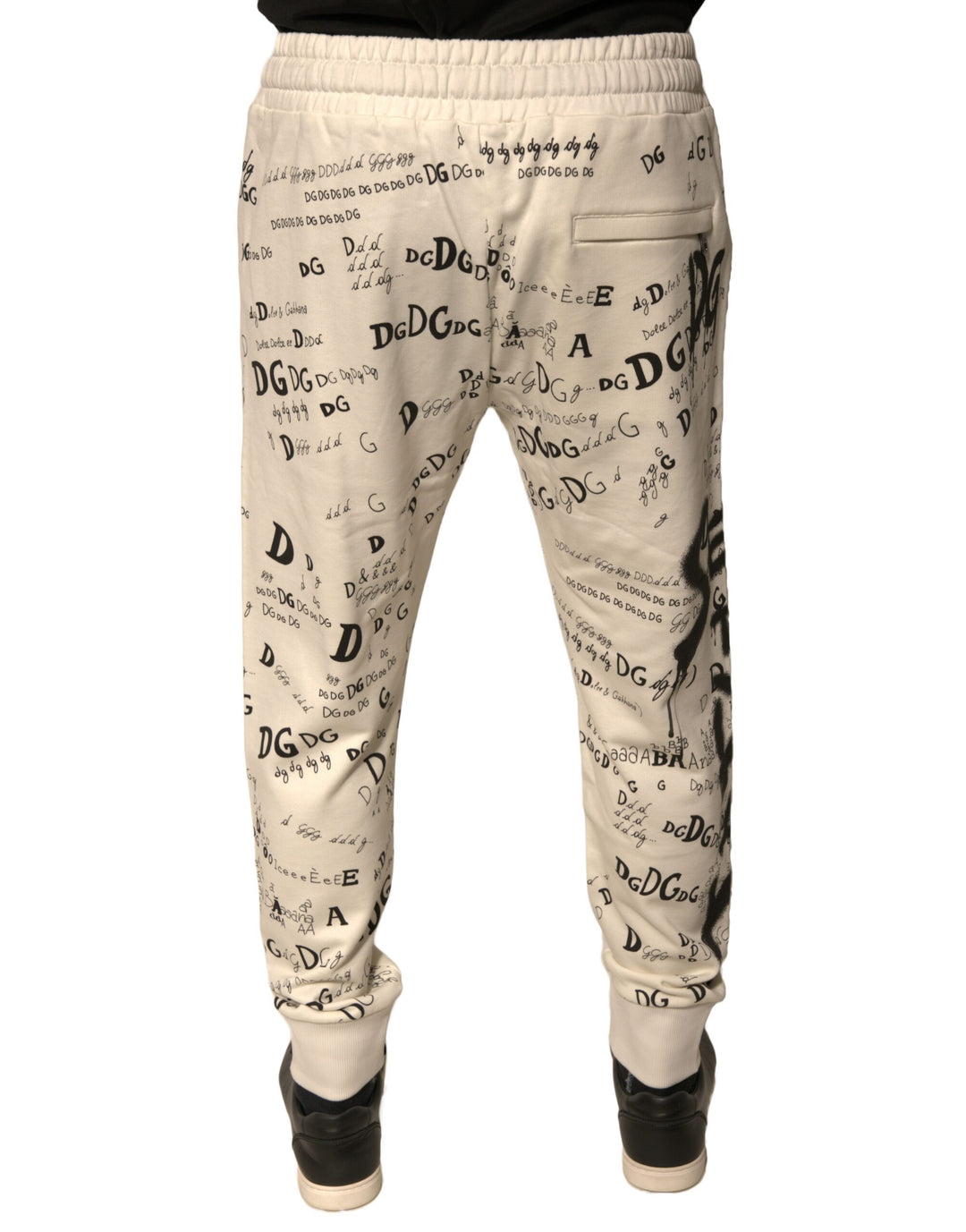 Dolce & Gabbana White Printed Cotton Jogger Sweatpants Pants by Dolce & Gabbana outlet now on sale